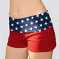 Womens Patriotic Shorts Casual Foldover Waist Stars and Stripes Print Slim Fit Shorts Streetwear Shorts Independence Day