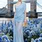 Tassels Birthday Party Irregular Collar Maxi Dress Women See Through Hem Folds Skinny Summer Fashion Classic Vestidos