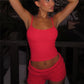 Retro Foldover Waist Two Piece Set Women Textured Knit Cami Top and Booty Shorts Y2K Streetwear Preppy Party Clubwear