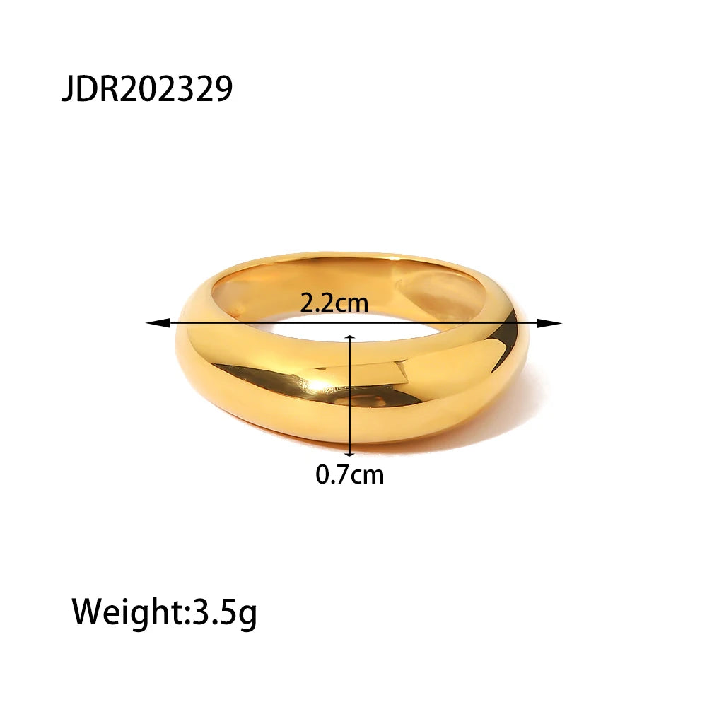 18K Gold Plated Stainless Steel Geometric Fashion Ring Waterproof Anti Allergic colorfast Fashion Jewelry Unisex 2024