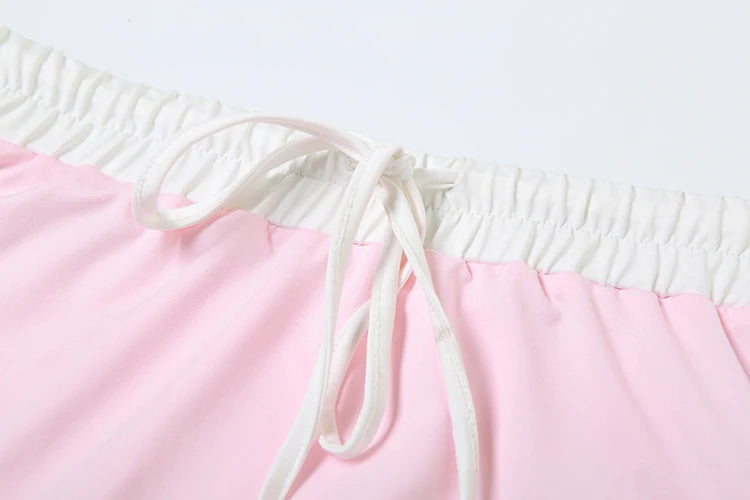 Casual Women Tracksuit 2 Piece Set Summer Patchwork Zip Tank Tops+Bandage Skirts Matching Sporty Stretch Slim Outfits