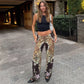 Leopard Floral Print Lace Up Wide Leg Pants Fashion Clothing Trousers for Woman 2026 C78-DZ32