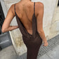 Sleeveless Backless Summer Maxi Dresses 2026 Woman Clothing Elegant Sexy Brown Party Dress