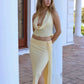 Elegant Women 3 Piece Set Stack Trend Halter Tops+Split Tassel Tassel+Flowers Mesh Skirts Matching Vacation Clubwear
