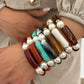 7 Styles Vintage Resin Round Tube Elastic Bangle Bracelet for Women Boho Stackable Imitation Pearl Acrylic Bead Bracelet