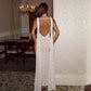 Boat Neck Sleeveless Backless Maxi Dress White Lace Elegant Party Wear Wedding Guest Dresses Women Clothes