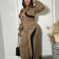 Sporty Patchwork Jumpsuit Women Casual Lapel Spring Ternd Full Sleeve Zip Stretch Hipster Streetwear Straight Overall