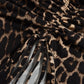 Leopard Print Long Sleeve T Shirts Woman Clothing Fashion Drawstring Ruched Split Asymmetrical Crop Tops
