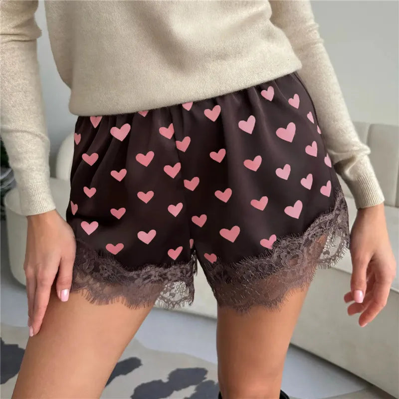 Women Lace Satin Shorts Silk Y2k Elastic Waist Mini Shorts Coquette Aesthetic Boxer Slip Pettipants French Knickers