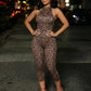 Sexy Leopard Print Romper Women Hottie Trend Halter Backless Bandages Sleeveless Fashion Midnight Street Playsuits