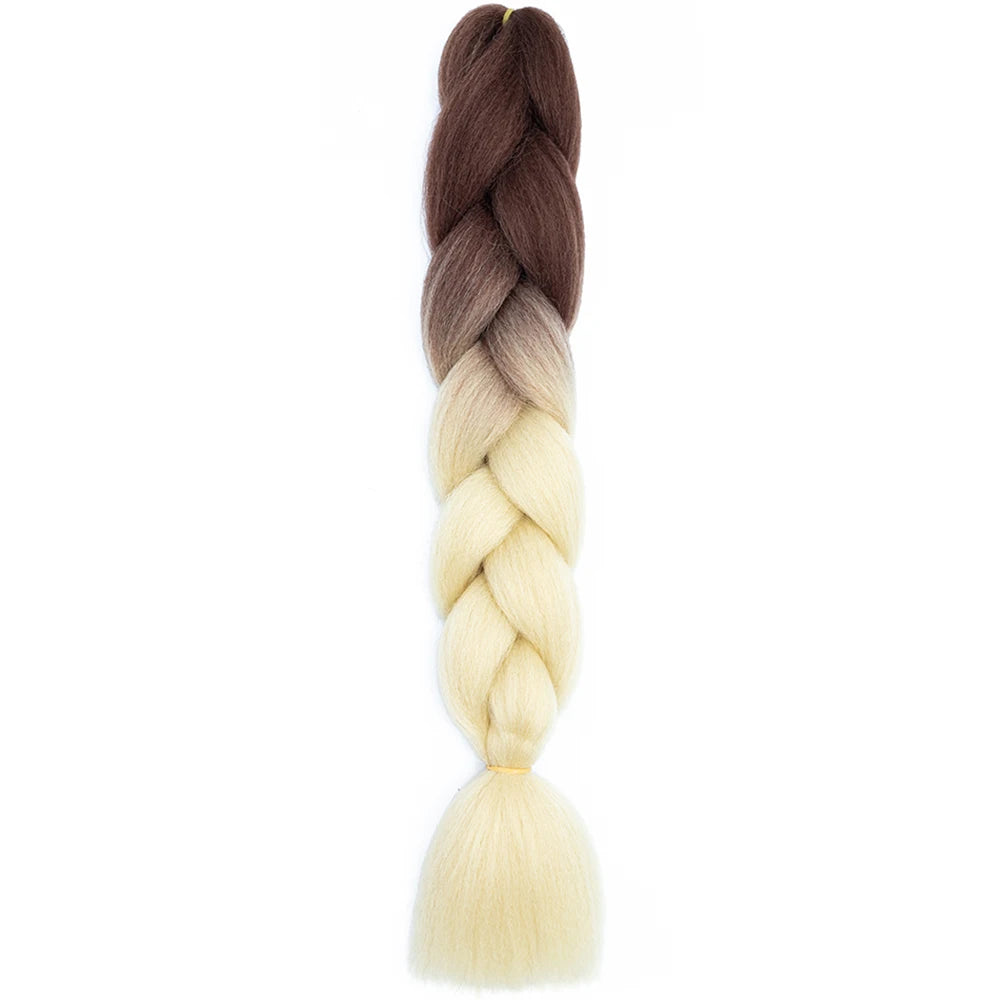 24 Inch Jumbo Box Braids Extensions Synthetic Braiding Hair DIY Hair Braids For Children Pink Purple Yellow Gray