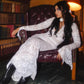 See Through Lace Sexy Deep V Neck Flared Sleeve Long Dresses for Women 2024 Weddings Party White Black Dress