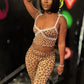 Tracksuit Women 2 Piece Set Casual Leopard Print Y2K Camisole+Mid Pants Tight Stretch Skinny Matching Street Outfits