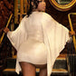 Sexy Bat Sleeve Dress Women Basic Classic Ruched O-Neck Stretch Skinny Coquette Midnight Party Club Peach Hip Bodycon