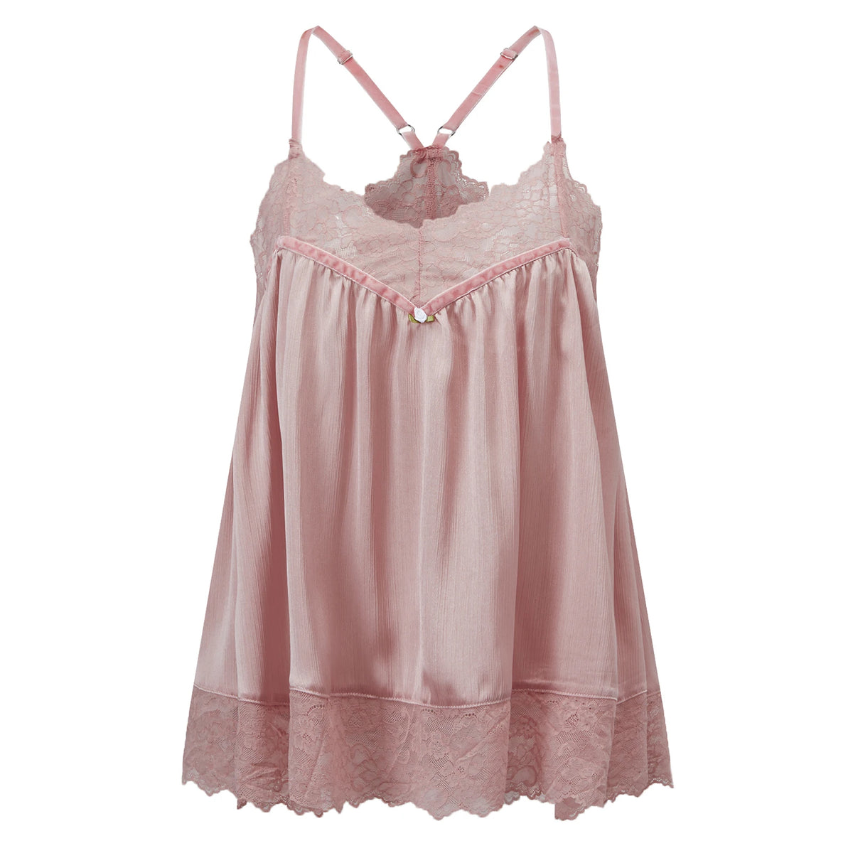 Vintage Lace Trim Cami Top Women V Neck Pearl Detail Loose Pleated Satin Camisole Sleeveless Casual Daily Tank Blouse