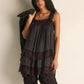 Women Lace Trim Tiered Camisole Slip Dress Loose Flowy Sleeveless Nightgown Bohemian Homewear Sleepwear Mini Dress