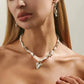 Vintage Imitation Pearl Choker Necklace Drop Earrings for Women Wedding Bridal Beads Chain Love Heart Jewelry Set New