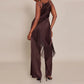 Women Summer Satin Camisole Casual Solid Asymmetrical Tassel Spaghetti Straps Long Tank Tops Club Vacation Streetwear