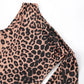 Leopard Print 2-Piece Set Women Irregular Skew Collar Lace-Up Tank Top+Bike Shorts Stretch Skinny Stretch Outfits