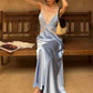 Patchwork Satin Lace Maxi Dress Women v-Neck Sleeveless Backless Summer Fashion Vacation Party Chic Elegant Vestidos