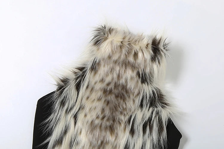 Hottie Leopard Tassel Tank Tops Women Sexy Furry Patchwork Halter Sleeveless Stretch Coquette Midnight Party Clubwear