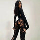 Distressed Sweater Jumpsuit Women Sexy Hollow Knit Black Baddie Outfits for Woman 2023 Fall Winter Clubwear