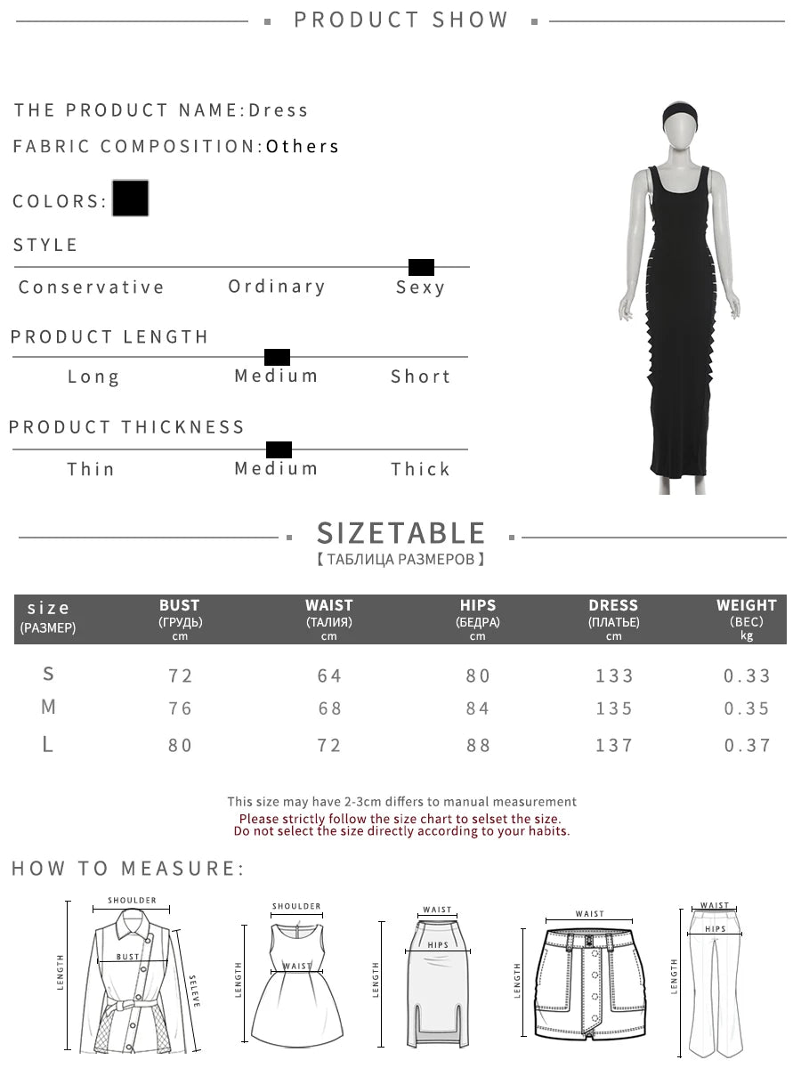 Fashion Hollow Dress Women Trend Elegant Patchwork Backless Sleeveless Stretch Sexy Evening Party Club Long Bodycon