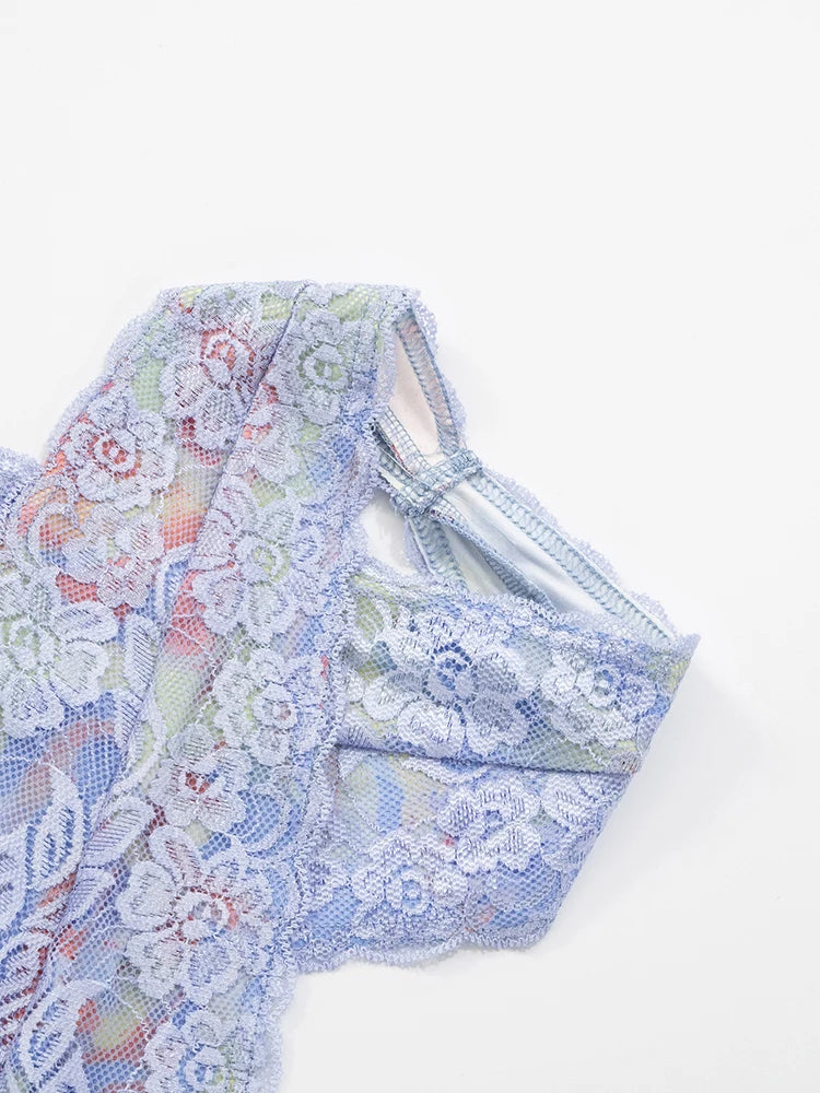 Patchwork Lace Dress Women Sexy Colorful Print Jacquard Cross Halter Sexy Wild Backless Midnight Peach Hip Bodycon