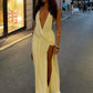 Sexy Backless Long Dress Women Halter Deep V-Neck Sleeveless High Splits Hem New Trend Pool Style Elegant Vestidos