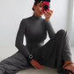 Casual Office Jumpsuit Woman Ruched y2k Trend Turtleneck Full Sleeve Streetwear Simple Basic Elegant Fall Overalls