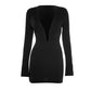 Sexy Black Bodycon Dress Deep V Neck Long Sleeve Mini Dresses Club Outfits Fall Winter Woman Fashion