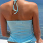 Hottie Backless Tank Top Women Sexy Halter Bandages Ruched Patchwork Sleeveless Fashion Simple Party Street Club Vest