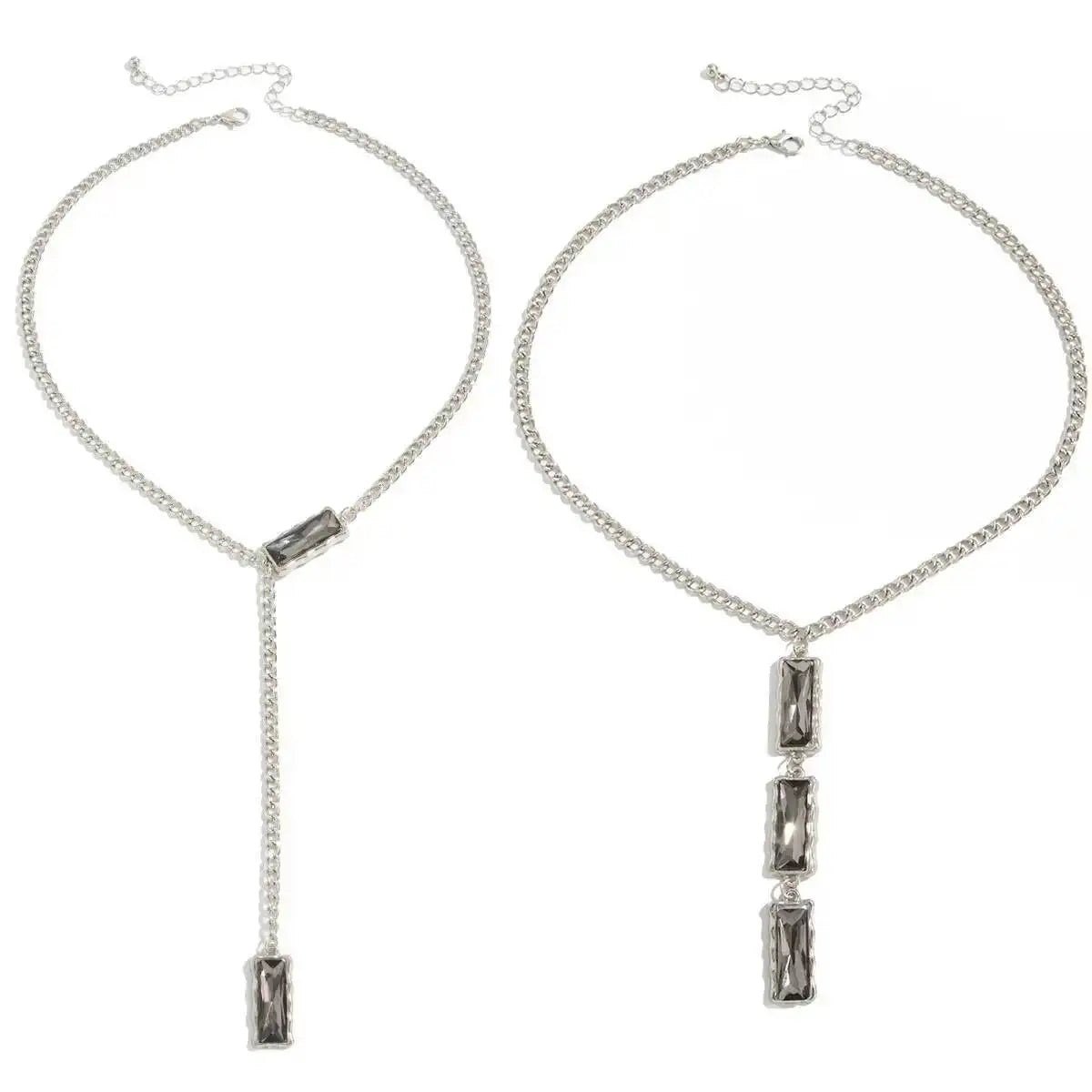 2 Styles Vintage Exquisite Black Square Acrylic Pendant Choker Necklace Women Sweater Chain Aesthetic Mujer Jewelry