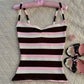 Cute Stripe Camisole Top Summer Women Sweetheart Neck Spaghetti Strap Slim Low Back Crop Top Y2K Aesthetic Streetwear