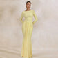 Long Sleeve Draped Front Maxi Dress 2026 Evening Gown White Classy Dresses for Woman Elegant Fall Clothing