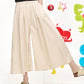 Elastic Waist Pleated Side Pocket Wide Leg Cropped Pants for Women