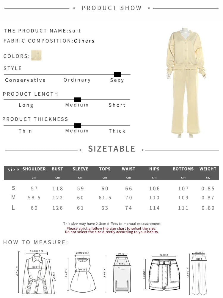 Sporty Casual Tracksuits 2 Piece Set V-Neck Single Breasted Jacket+Drawstring Pants Matching Simple Streetwear Outfits
