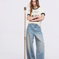 Women's Vintage Ringer T-Shirt with Photo Graphic Print, Retro Contrast Tee for Summer, Chic Aesthetic Short Sleeve Top