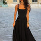 Elegant Square Collar Sleeveless A-line Long Dresses for Woman Summer Solid Color Dressy Dresses