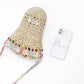 Women's Crochet Straw Bucket Hat, Beaded Tassel Sun Hat with Adjustable Chin Strap for Beach