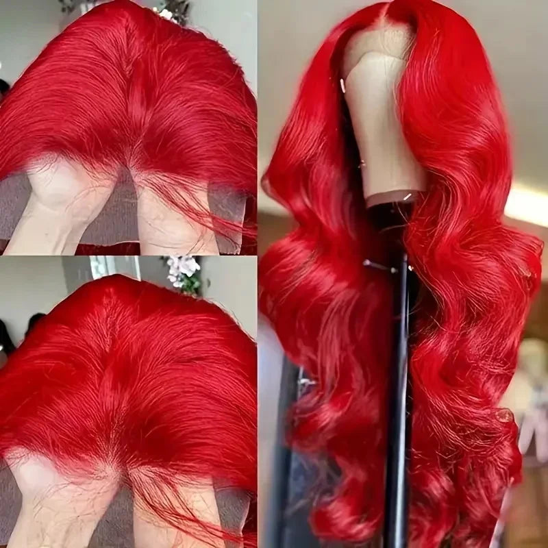 30 38 Inch Hot Red 13x6 Hd Lace Frontal Wigs Human Hair Wig Brazilian Red Colored Body Wave 13x4 Lace Front Wig For Black Women