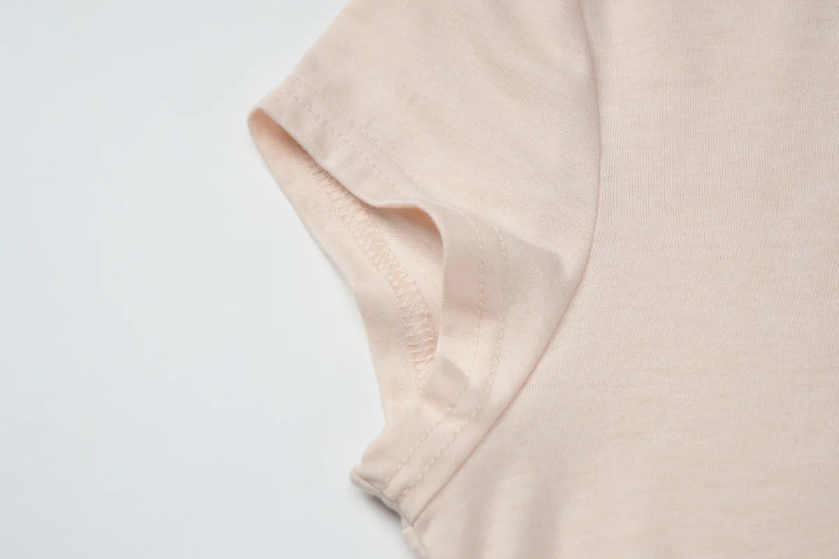 Side Button Slit Asymmetrical Crop Tops for Woman Sexy Short Sleeve Y2k T Shirt 2026 Summer Clothes