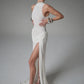 Summer Split Maxi Tank Dress Women Gown Fashion Solid Elegant High Waist Ruched Slim Evening Club Party Long Dress