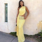 Yellow Two Piece Set Sequin-embellished Maxi Skirt and Top Beach Party Outfits for Woman Sexy Clothes