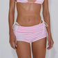 Women's Summer Knit Striped Fold Over Swim Shorts Low Rise Boyshort Bikini Bottoms Soft Stretchy Beach for Vacation