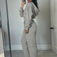 Sporty Tracksuit Women 2 Piece Set Panelled Stripes Simple Hooded Zip Jacket+Wide Pants Matching Casual Street Outfit