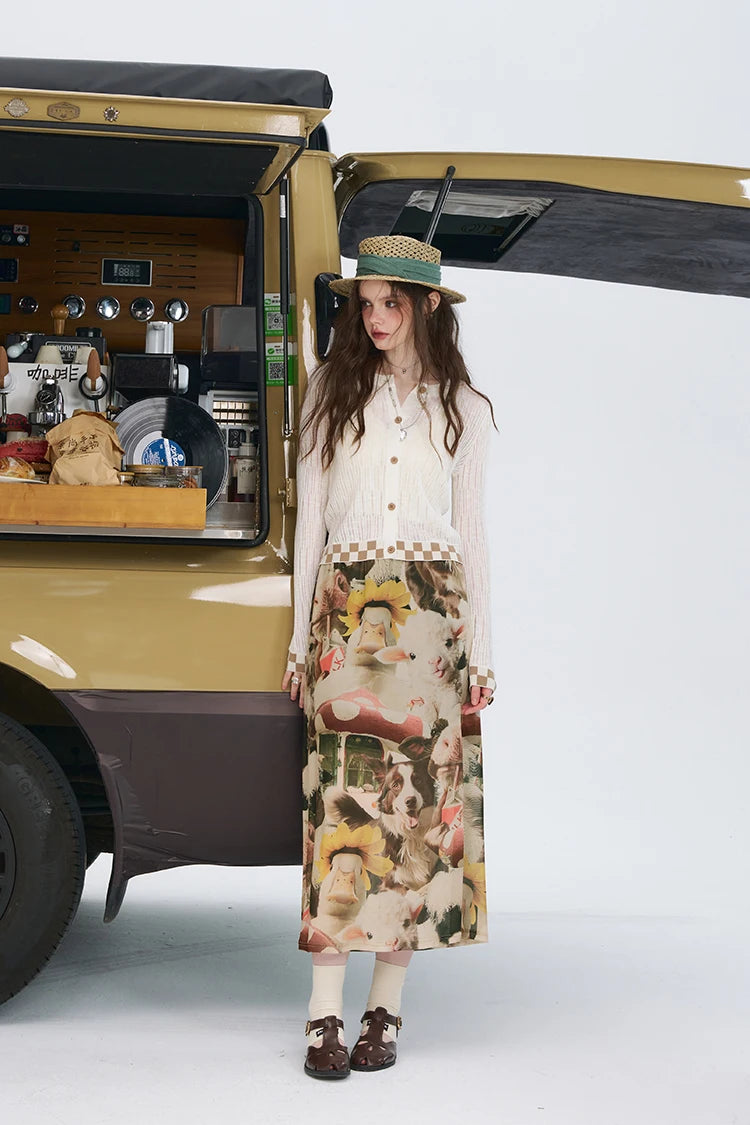2025 Summer New Arrivals Casual Original Design Fully Printed A-Line Long Skirt