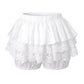 Lolita Sweet Lace Layered Bloomers Women Elastic High Waist Ruffle Fake Two Piece Skort Lace Hem Casual Cute Short Pants
