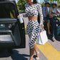 Polka Dot Print 2 Piece Set Women Trend O-Neck Full Sleeve Crop T-Shirt+Capri Pants Fashion Chic Street Sport Suits