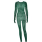 See Through Seamless Striped Jacquard One Piece Long Sleeve Jumpsuit Sexy All Black Outfits for Woman Baddie